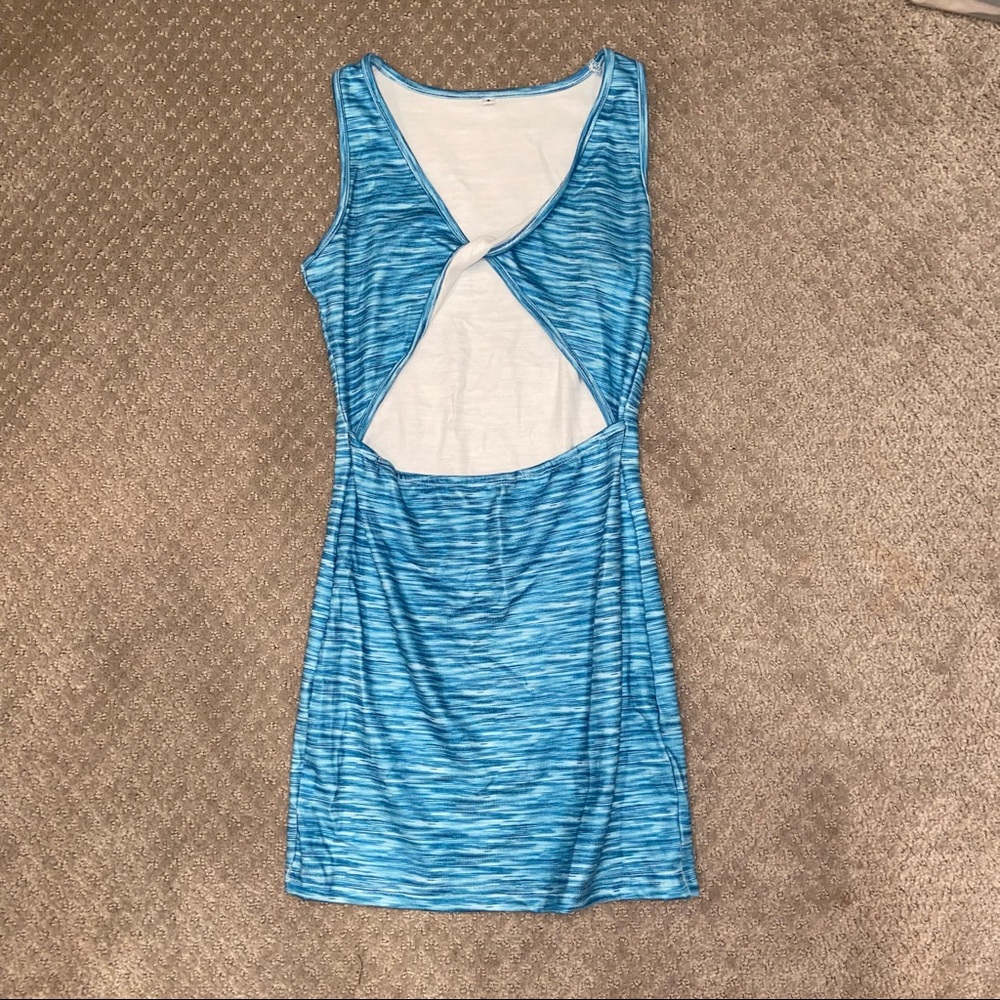 Amazon blue cut out mini dress